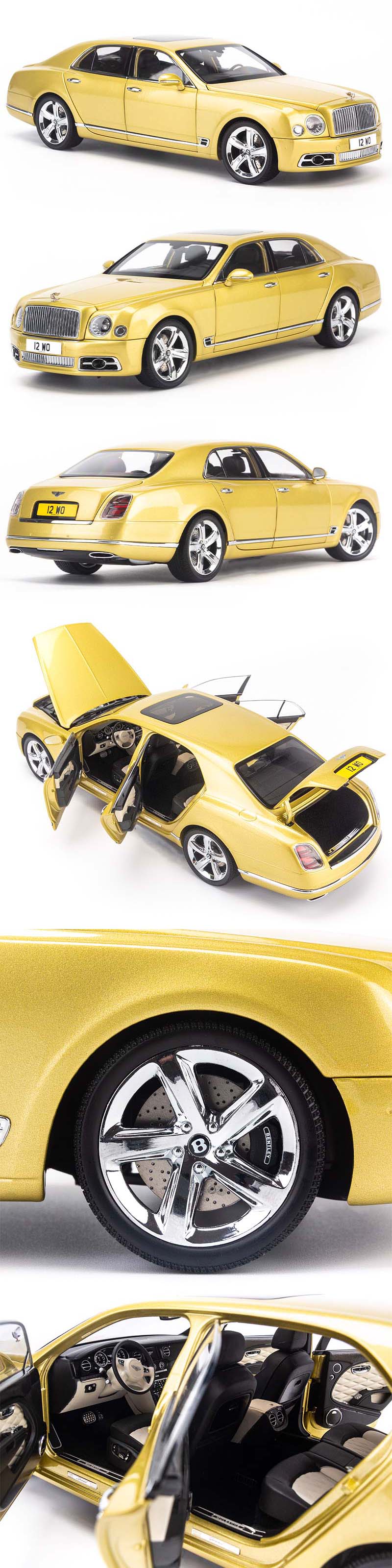Mô hình Xe Bentley Mulsanne Yellow 1:18